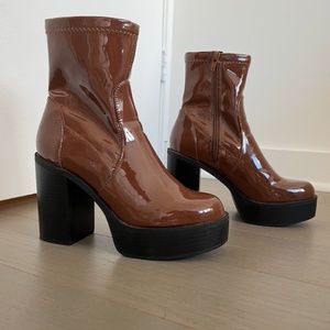 Madden Girl Brown Platform Heeled Boots